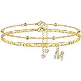 26 Letters Anklet Zircon Letters Simple (Option: M)