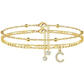 26 Letters Anklet Zircon Letters Simple (Option: C)