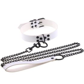 Personalized leather collar (Option: White)