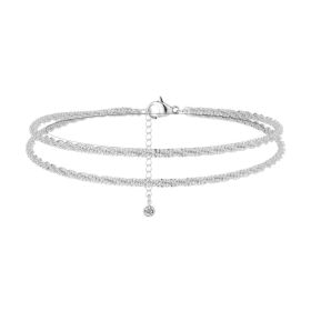 Fashion Trend Sparkling Foot Ornaments Double Layer (Option: Silver)