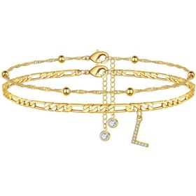 26 Letters Anklet Zircon Letters Simple (Option: L)